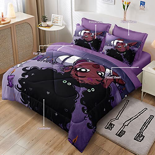 Purple Comforter Set with Sheets - Cute Princess Bedding for Girls