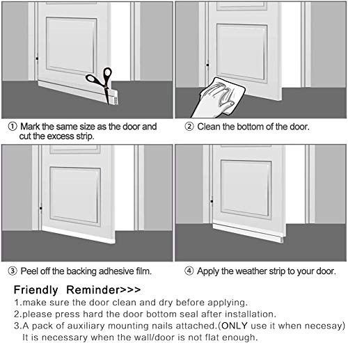 Self-Adhesive Door Draft Stopper - 3.4" x 39" Widened Door Sweep for Large Gaps
