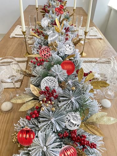 DILATATA 12Pcs 4" Christmas Ball Ornaments Set - Shatterproof Silver & Red Xmas Tree Decorations