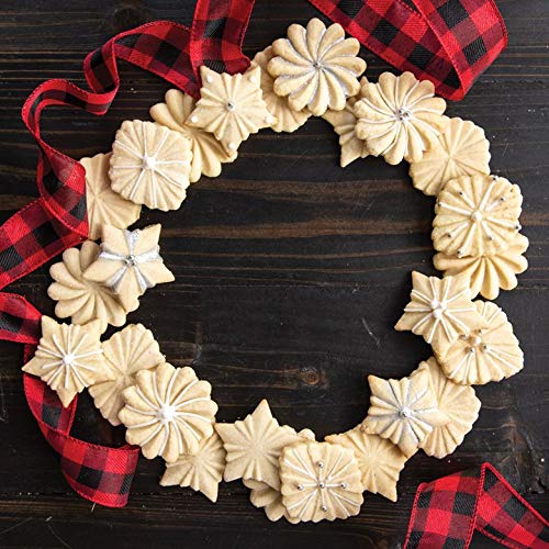 Nordic Ware Pretty Pleated Cookie Stamps Silver Cast Aluminum with Wood Handles, Grey, 3-Piece