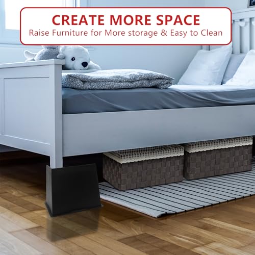 Heavy Duty 6 Inch Bed Risers - Oversized Furniture Lifts (4 Pack)