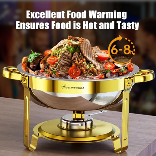 IMXSUMDA Gold Metal Lid 4 Pack 5QT Buffet Chafing Dishes Food Warmers