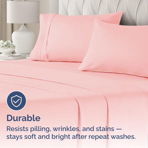 King Standard Pillow Cases - Soft Hotel Quality Pillowcase Covers | Comfy & Machine Washable - 4 Piece Set in Baby Pink