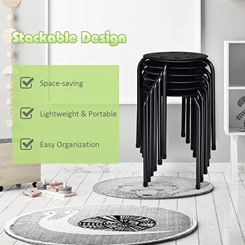 6-Pack Kids Stackable Stools, 17.5-Inch Round Metal & Plastic Stool Set