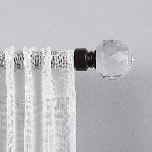 Adjustable 1-Inch Curtain Rod with Crystal Ball Finials, Matte Bronze 36-72"