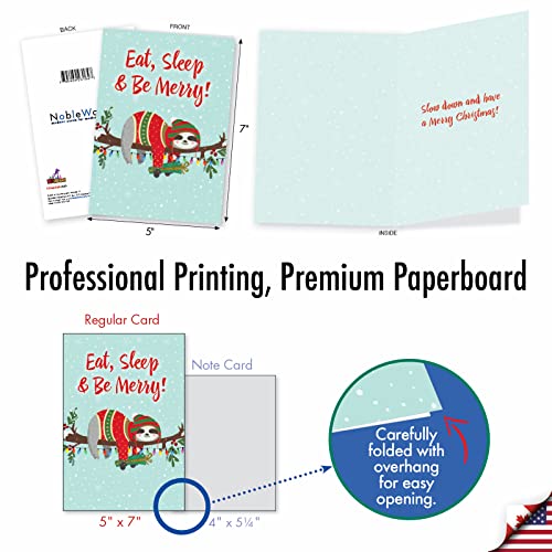 NobleWorks Eat, Sleep and Be Merry Christmas Card 5x7, C7046XSG - 1 Card