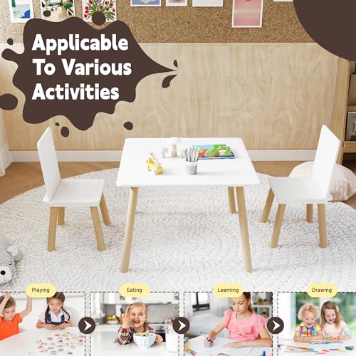 Kids Table and 2 Chairs Set - Sturdy Toddler Play Furniture for Home