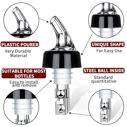 SuproBarware 12 Pack Automatic Spirit Pourer with 1oz/30ml Measurement for Liquor & Cocktail Bottles