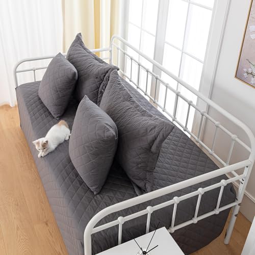 5-Piece Twin Daybed Cover Set - Geometric Quilted Bedspread with Pillow Shams