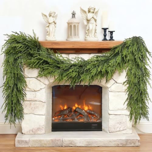 YXZZWL 16FT Artificial Christmas Garland Faux Norfolk Pine for Stair & Fireplace Decor