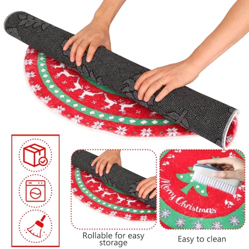 Heavy Duty Christmas Tree Stand Mat 31 Inch Floor Protector with Festive Design