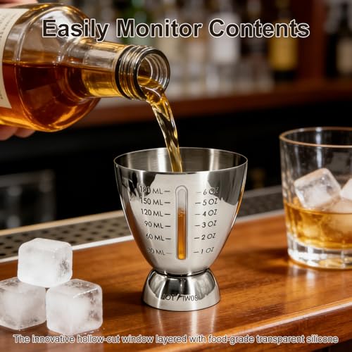 Obantrsz Stainless Steel Cocktail Jigger 1-6 oz | Heavy Duty Bar Tool
