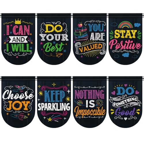 8 Pcs Motivational Classroom Curtains, Growth Mindset Window Panels 36x24