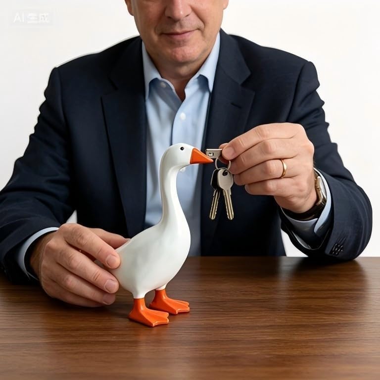 7-Inch Magnetic Goose Key Holder Statue for Desk and Home Decor