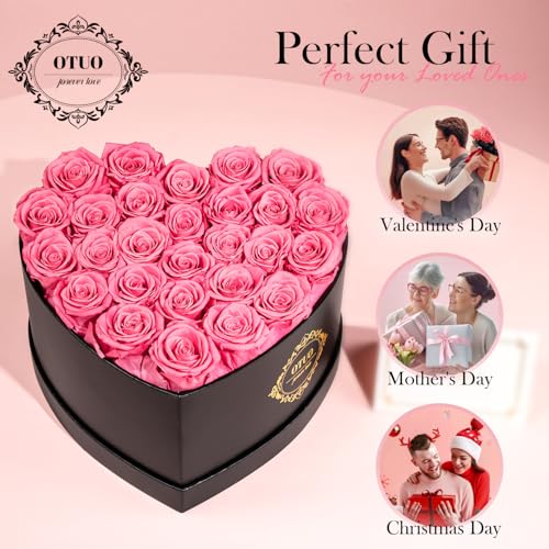 Preserved Pink Roses in Heart-Shaped Box - Lasts Up to 2 Years