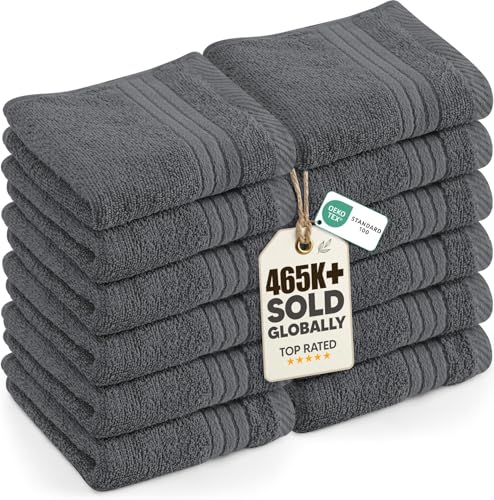 Utopia Towels 12-Pack Ring Spun Cotton Washcloths 12x12 Grey