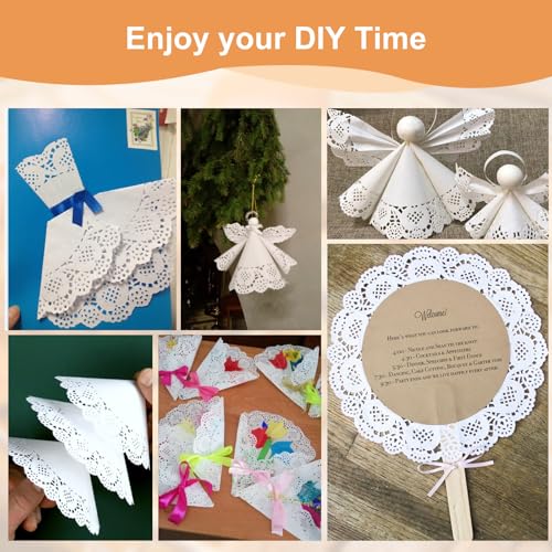 200-Pack White Lace Paper Doilies - 6.5, 8.5, and 10.5 Inch Assorted Sizes