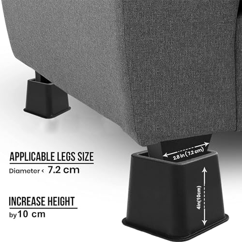 TOPROAD Adjustable Bed Risers CJD-K13 Stackable 4, 6, 9 Inch, 8-Pack, Heavy Duty