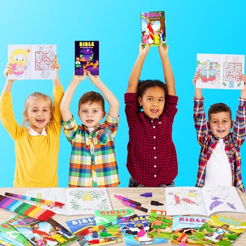 Christian Coloring Books for Kids - 24 Pack Religious Mini Activity Books for Party Favors
