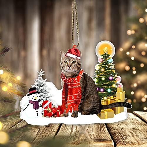 American Shorthaired Technically Cat Ornament - Acrylic Christmas Tree Hanging (Donawings) - 2023 Funny Cat Lover Xmas Decoration