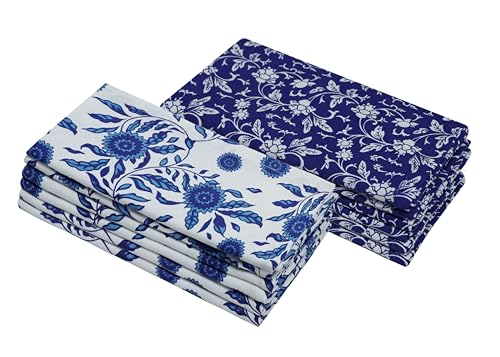 12-Piece Cotton Cloth Napkin Set, 17x17 Inch Reusable Printed Table Linens