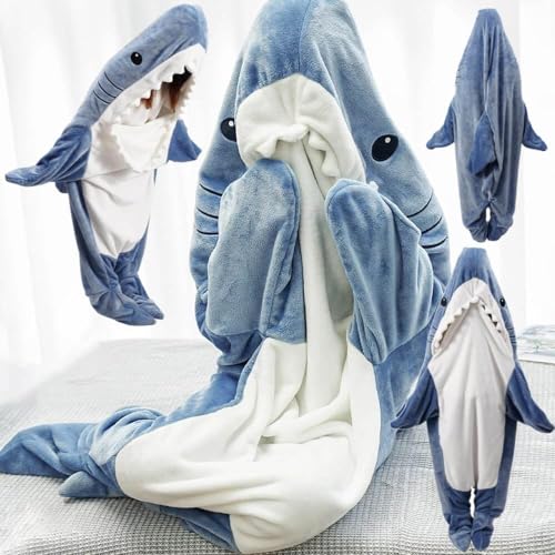 XXL Shark Blanket Hoodie - Soft Fleece Wearable Shark Sleeping Bag