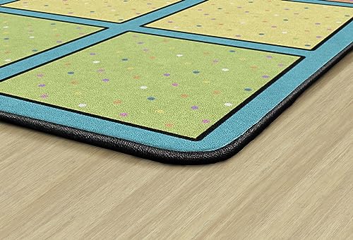 Happy Squares Educational Kids Area Rug, 7'6" x 12' Classroom Seating