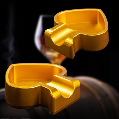 Defuzie Cigar Ashtray Aluminum Cigar Ashtrays for Outdoors Cigar Ash Tray Cigar Accessories (Gold)