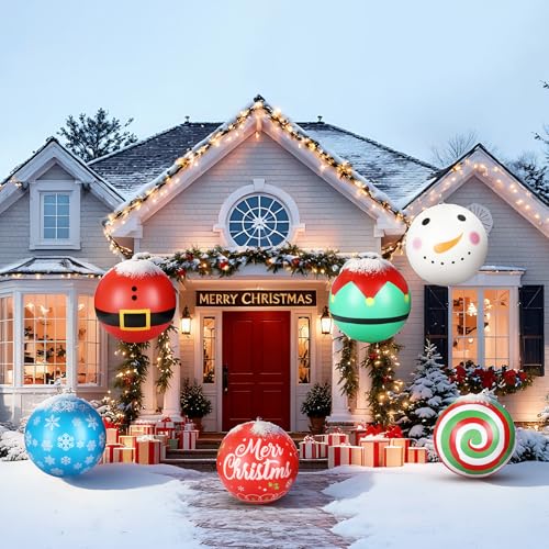 Giant 32 Inch Inflatable Christmas Ornament Balls - Outdoor Holiday Decor