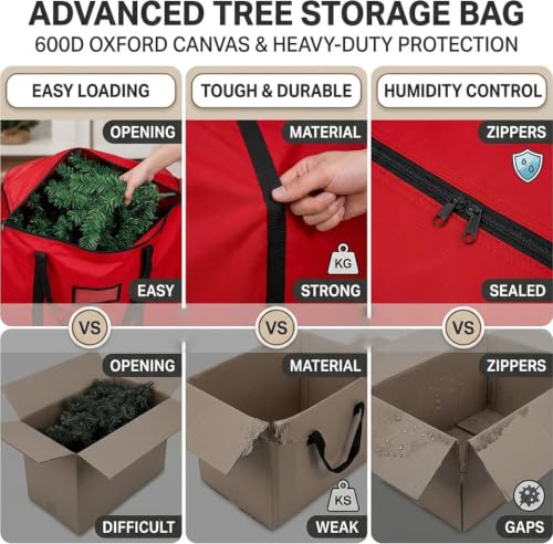 Heavy-Duty Christmas Tree Storage Bag 65x30x15in Fits 6-9ft Disassembled Trees
