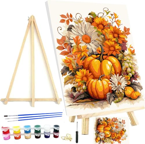 Meothan Paint by Numbers Kit for Adults with Framed Canvas & Wooden Easel - 12x16in