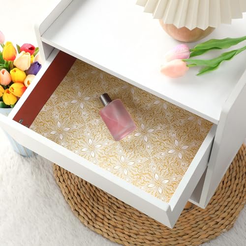 Scented Drawer Liners for Dressers - 10 Sheets Vintage Gold Floral Print