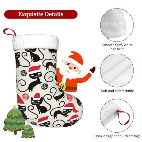 Personalized Christmas Stockings - Cute Funny Cats Kids Holiday Gift, 18 Inch Xmas Decor