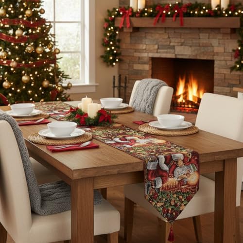Tache Festive Winter Christmas Table Runner 13 x 72 - Mr. Santa Decor