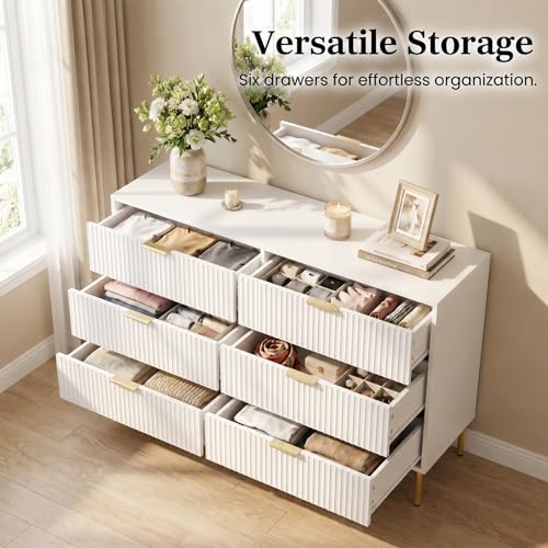 White and Gold 3-Piece Bedroom Dresser & Nightstand Set - RIHHA Velaire Collection