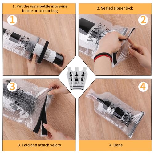 Reusable Wine Bottle Protector Bags for Travel - Leakproof Sleeves (3 Pack)