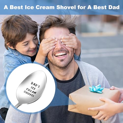 LifHap XL Pack of 2 Dad's Ice Cream Shovel Spoon Gift for Dad—Clear Engraved Inscription