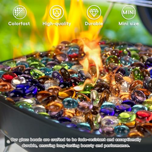 Mixed Color Flat Glass Marbles (1 LB, ~150 Pcs) - Vase Fillers & Craft Gems
