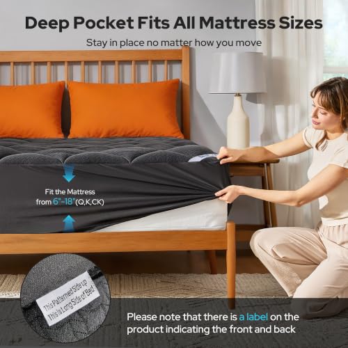 BEDLORE Waterproof Queen Mattress Pad - Quilted Fitted Mattress Protector