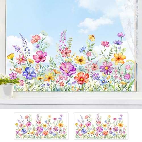 Wildflower Window Clings - Colorful Floral Stickers for Glass