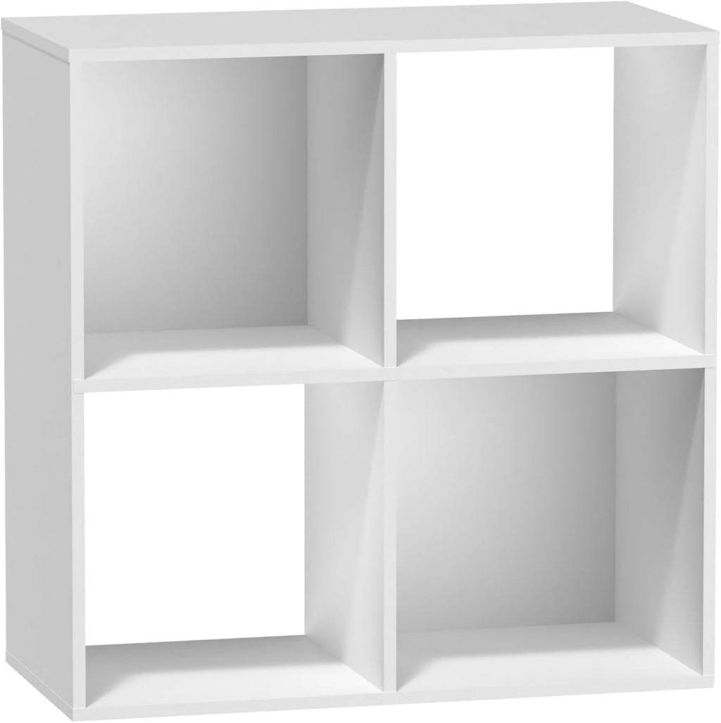 4 Cube Storage Organizer by [Brand Name] - Stylish Bookcase with Open Back for Bedroom & Home Office (White)