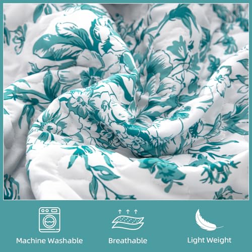 Botanical Floral King Quilt Bedding Set - 3-Piece All-Season Bedspread