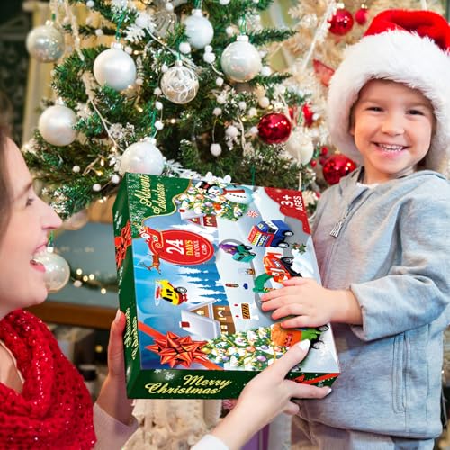 SSSAK3 2026 Advent Calendar for Kids – 24 Days Toy Cars with Scene Accessories (Green)