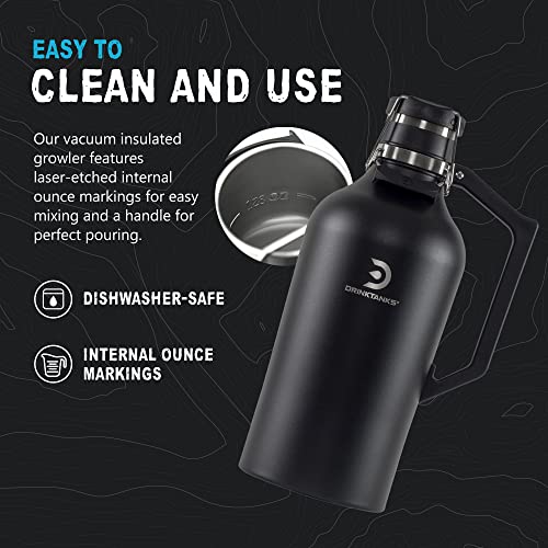 128 oz Insulated Stainless Steel Beer Growler - Airtight Vacuum Tumbler