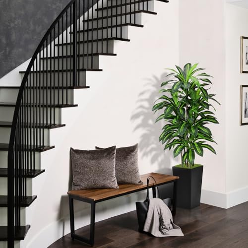 5FT Artificial Dracaena Tree with Black Planter - Faux Yucca Floor Plant