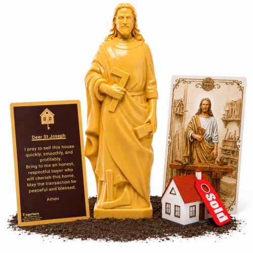 St. Joseph Statue for Home Selling with Prayer Card - 4-Inch Resin Figurine