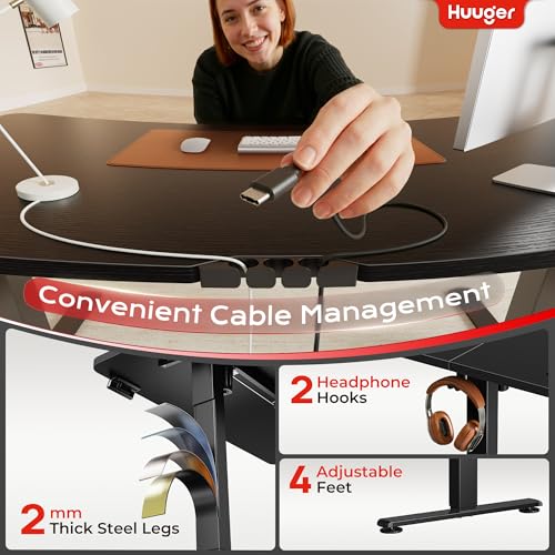 Electric Standing Desk 47x24 Inch with Power Outlets and Memory Presets