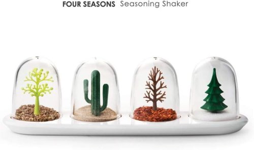 Kitchen Seasoning Jar Set - 4-in-1 Shaker with Tray | Stylish Four Seasons Design