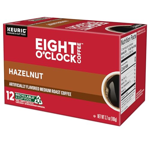 Eight O'Clock Coffee Hazelnut, Single-Serve Coffee K-Cup Pods, Medium Roast, 72 Count
