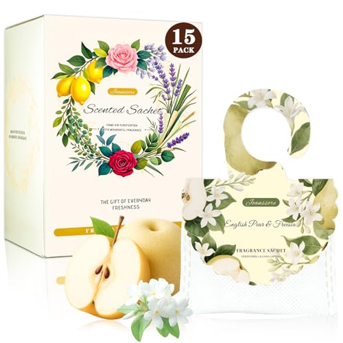 15-Pack Scented Sachets for Closets and Drawers, English Pear & Freesia